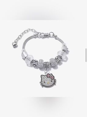 Silver Charm Bracelet with Sparkling Hello Kitty Pendant